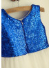 Royal Blue Sequin Ivory Tulle Knee Length Flower Girl Dress